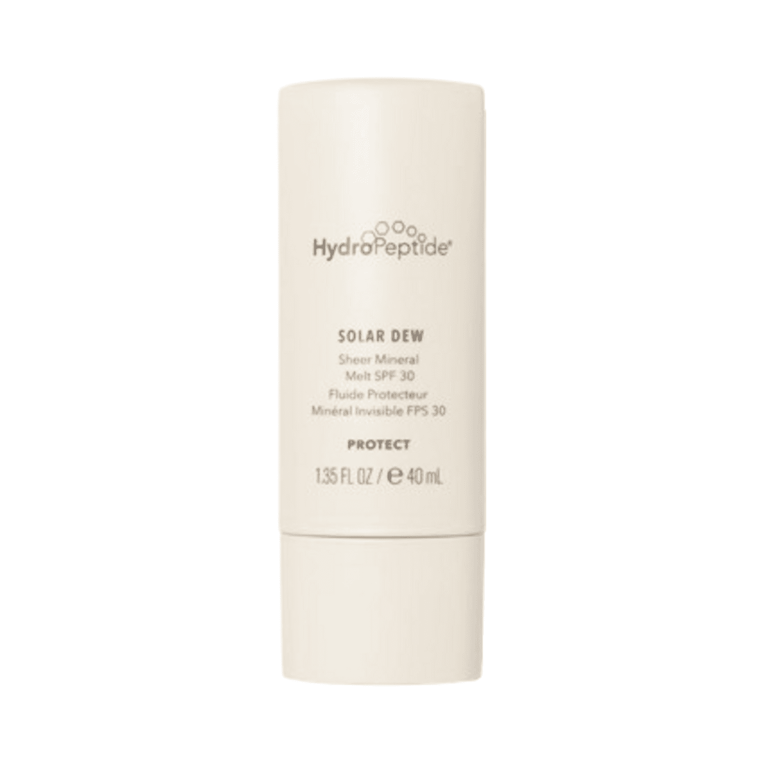 HydroPeptide Solar Dew SPF 30 mineral face serum in sleek 40ml packaging, designed for daily UV protection and skin hydration.