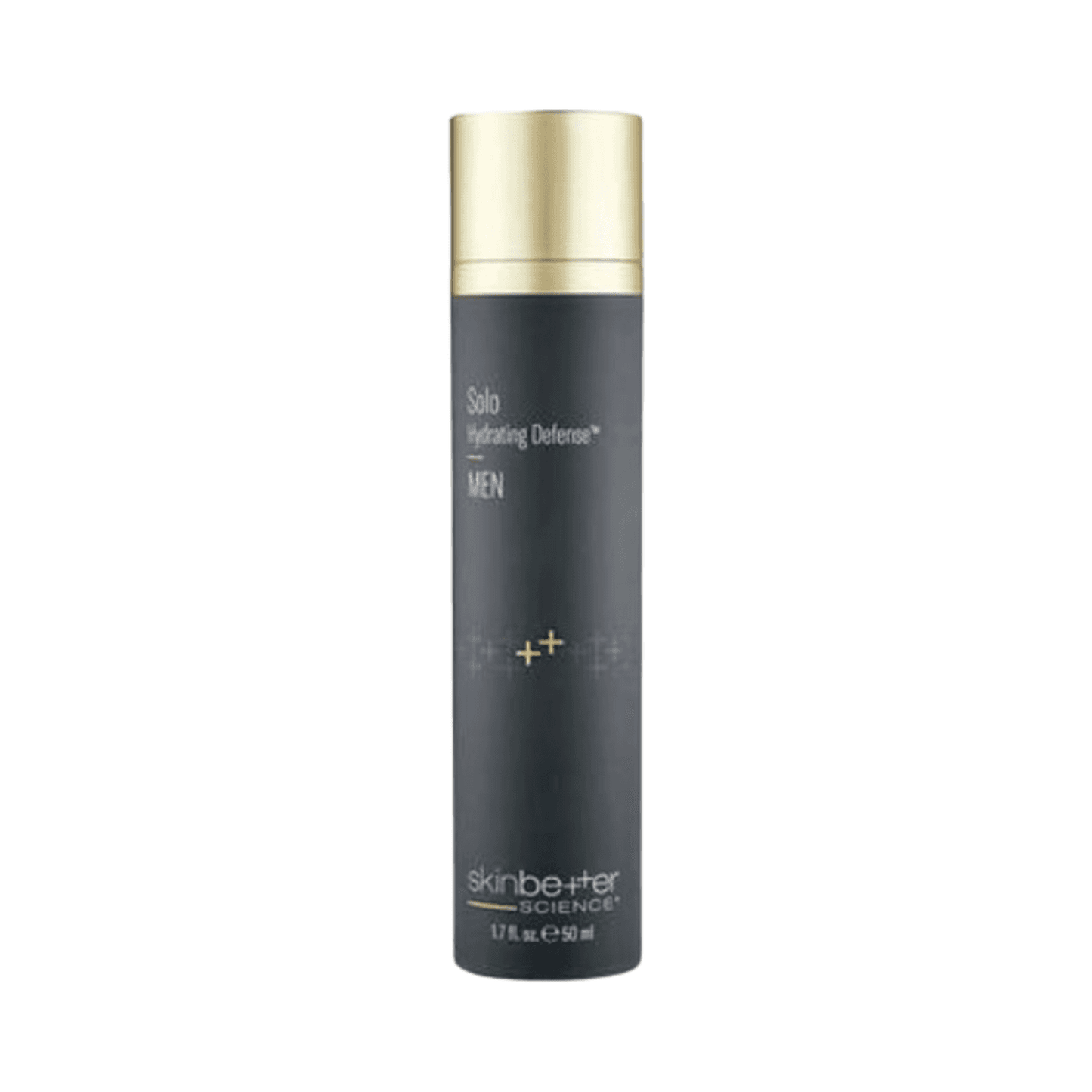 Men's Skinbetter Defense Hydrating Moisturizer in sleek black and gold 50ml bottle, designed for antioxidant skin protection and hydration.