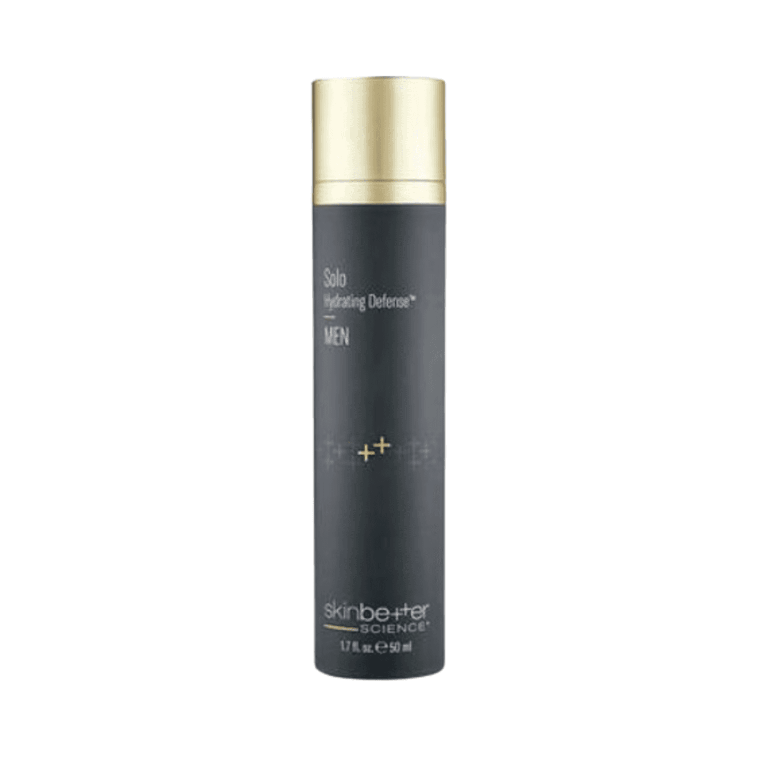 Men's Skinbetter Defense Hydrating Moisturizer in sleek black and gold 50ml bottle, designed for antioxidant skin protection and hydration.