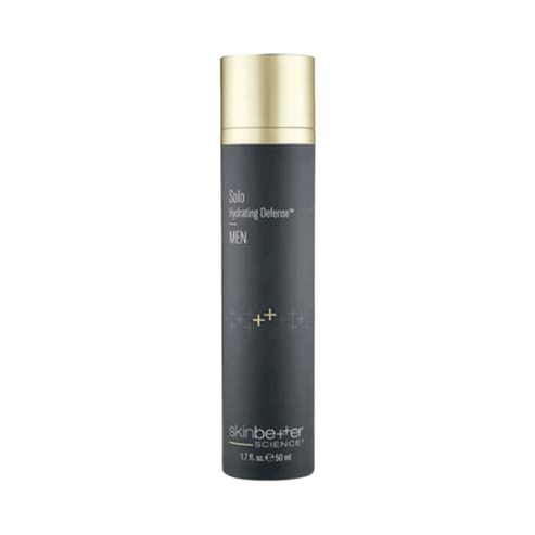 Men's Skinbetter Defense Hydrating Moisturizer in sleek black and gold 50ml bottle, designed for antioxidant skin protection and hydration.