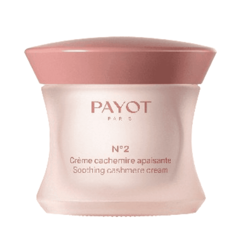 Payot Cashmere Cream - Soothing Care jar with pink lid, designed for calming skin redness and nourishing sensitive facial skin.