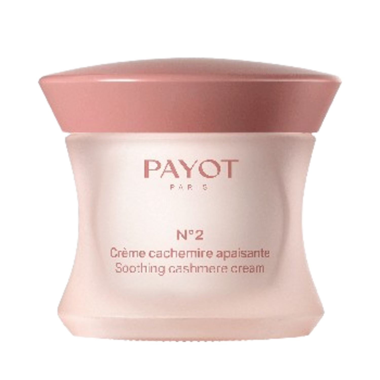 Payot Soothing Cashmere Cream in elegant pink jar, formulated to reduce stress-induced redness and hydrate face and neck areas.