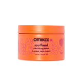 Amika Soulfood Mask - Nourishing Hair Mask 250ml jar in bright orange. Vitamin-rich hair treatment for hydration and softness across all hair types.