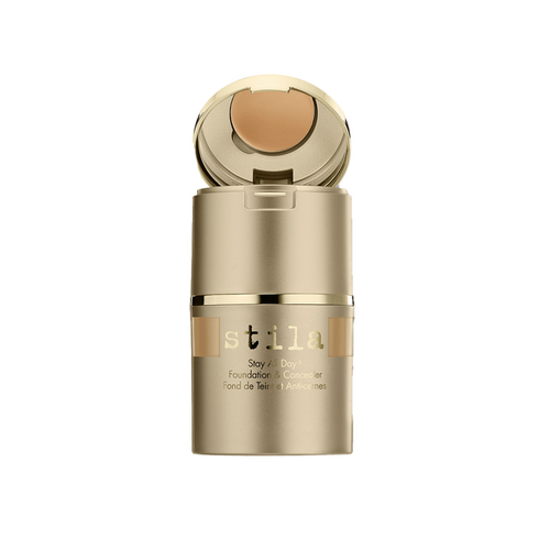 Stila Stay All Day Foundation and Concealer in caramel tone, dual-purpose face makeup offering matte finish and photo-ready skin.