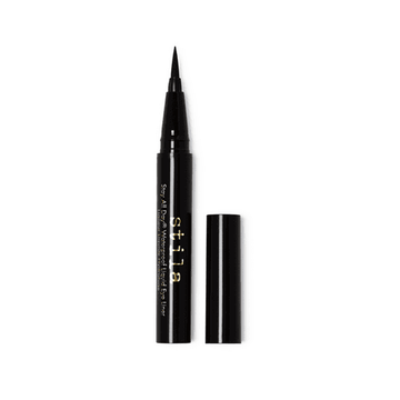 Stila Waterproof Liquid Eyeliner - Travel Size in Intense Black with micro tip for precise eye makeup application. Ideal for on-the-go use.
