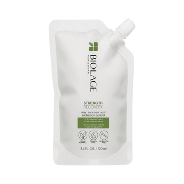 Biolage Strength Recovery Pack - Treatment for Damaged Hair in 100ml pouch, ideal for restoring moisture and repairing dry, brittle hair.