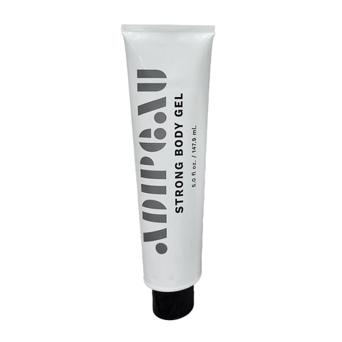 Adipeau Strong Body Gel kroppsbehandling i snygg vit förpackning, idealisk för att föryngra och strama upp huden i bad- och kroppsvårdsrutinen.