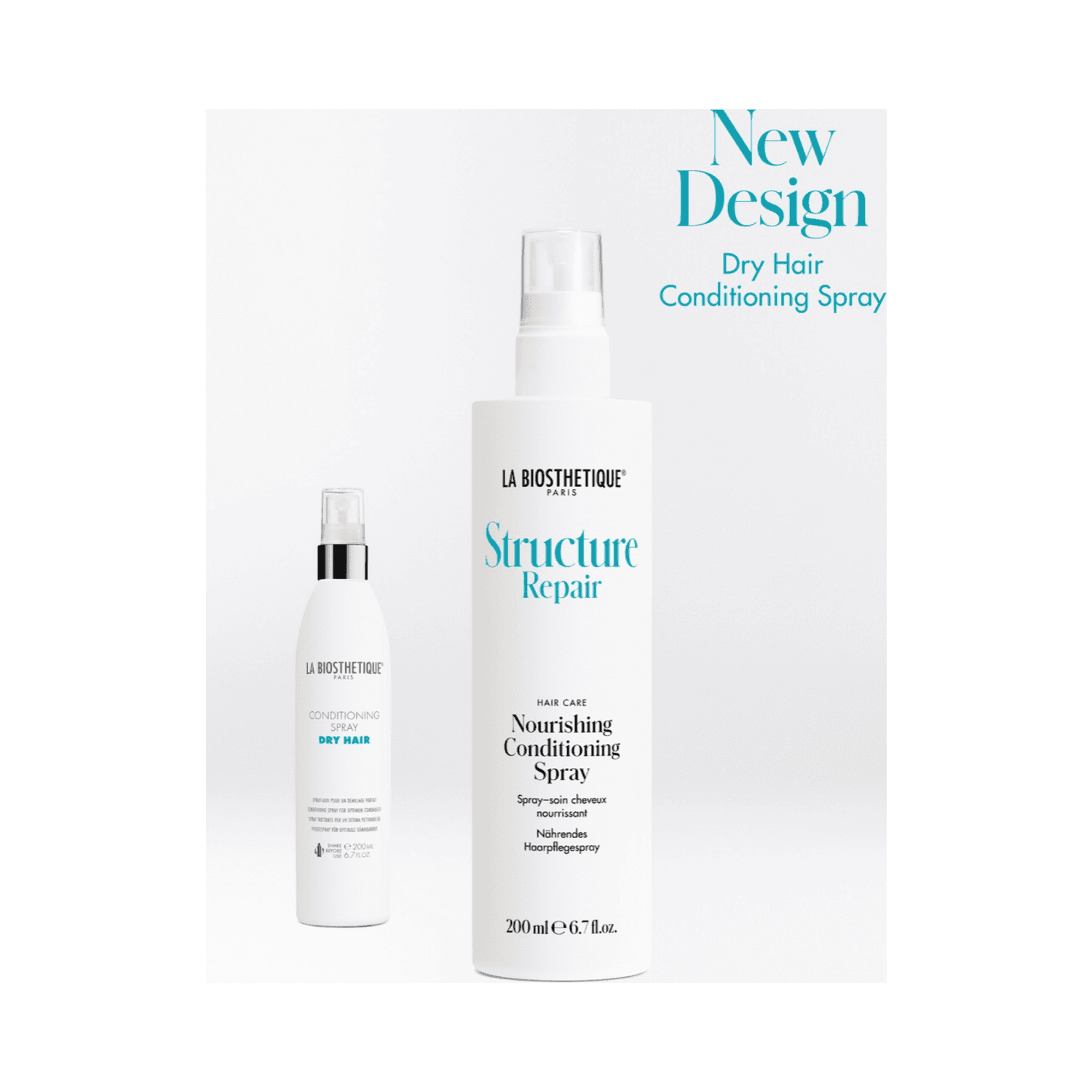 Structure Repair Spray - Nourishing Conditioning in new design packaging. Ideal for dry, damaged hair with shine-boosting and repairing benefits.