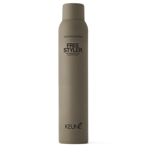 Keune Style Free Styler versatile hold spray in minimalist packaging, perfect for flexible, long-lasting hair styling in personal care routines.