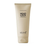 Keune Style Head Lock hair styling gel in beige tube packaging, offering medium hold and high shine for structured hairstyles.