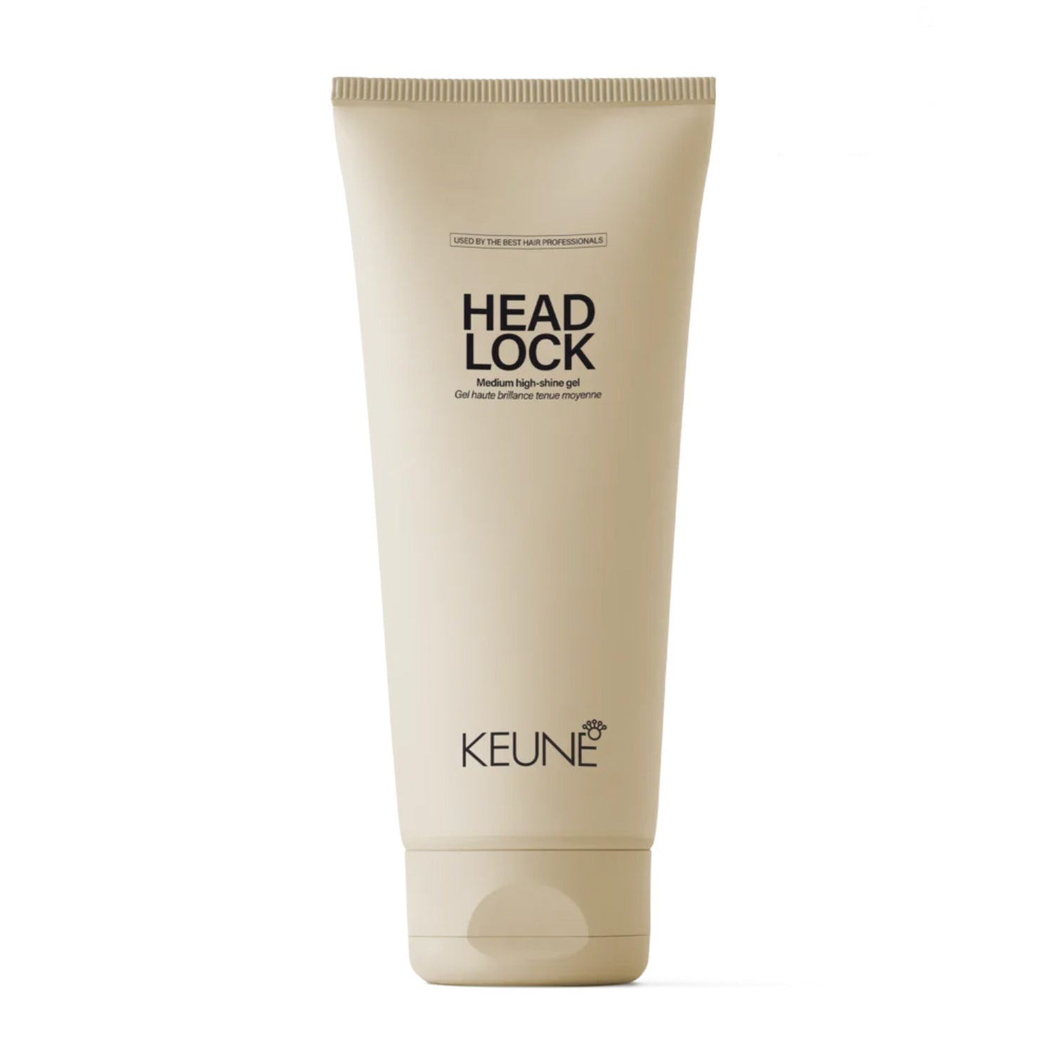 Front view of Keune Style Head Lock hair spray gel, ideal for shine and hold in professional hair styling routines.