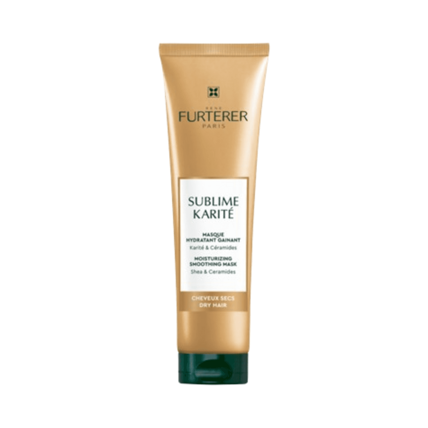 Rene Furterer Karite Mask - Smooth & Moisturize Hair with shea and ceramides in a gold tube for dry hair treatment and hydration.