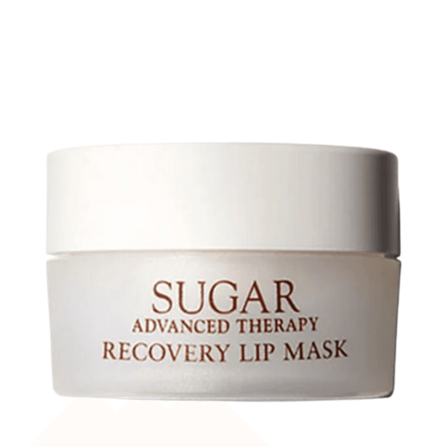 Sugar Advanced Therapy Lip Mask by Fresh in a frosted white jar with minimalist label design. Ideal for deep lip hydration and repair.