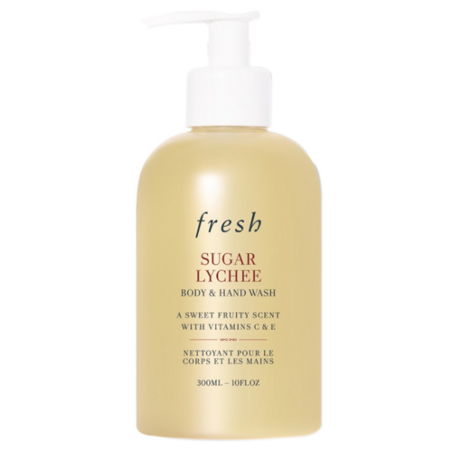 Fresh Sugar Lychee Body and Hand Wash 300ml med lakserolje og rose, ideell for kropps- og badepleie, tilgjengelig på eSkinCareStore.