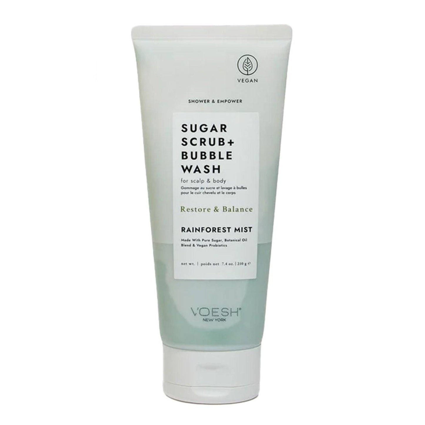 Voesh Sugar Scrub and Bubble Wash Rainforest Mist