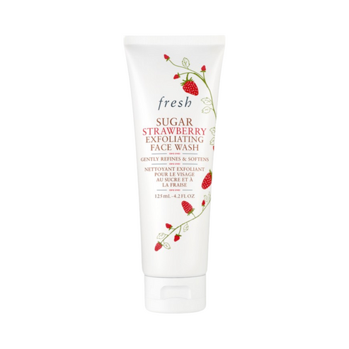 Front view of Fresh Sugar Strawberry Exfoliating Face Wash 125ml, perfect for refining pores and enhancing skin texture.