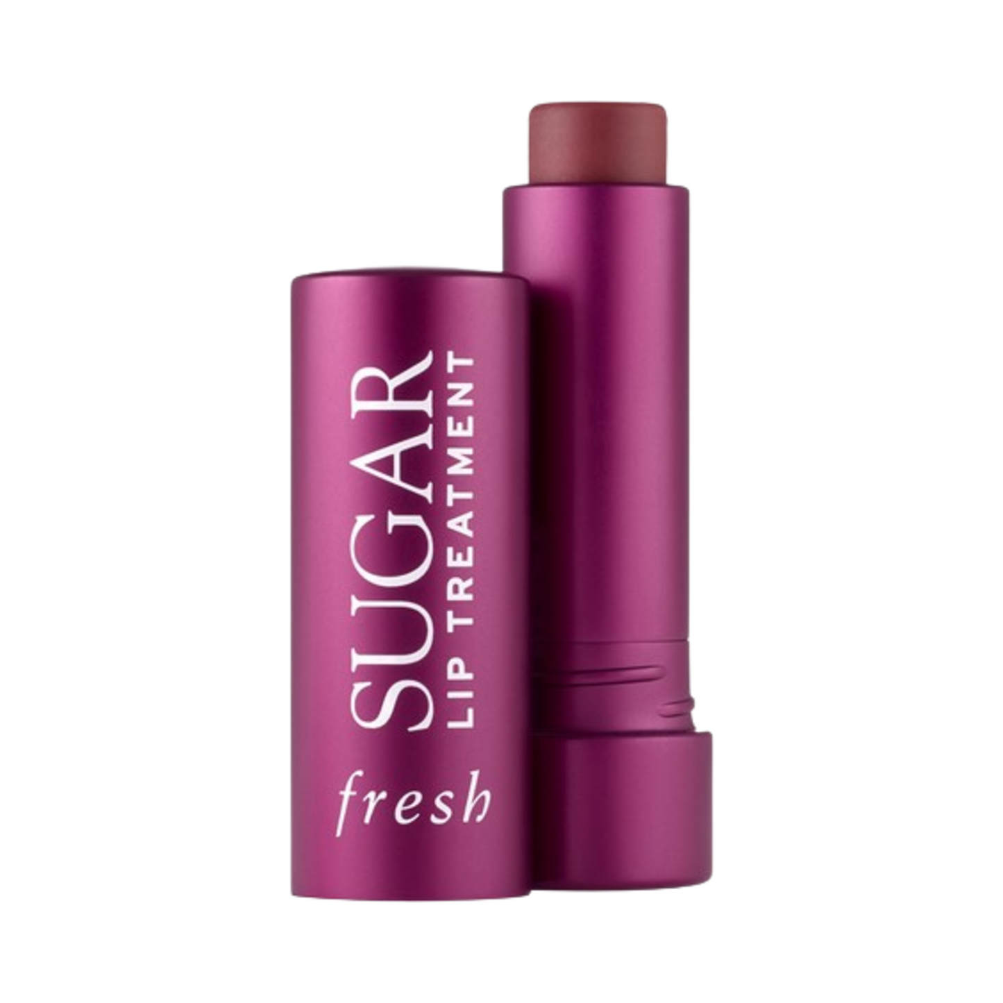 Fresh Sugar Lip Treatment Berry in purple tube, a hydrating lip balm with buildable color and 24-hour moisture.