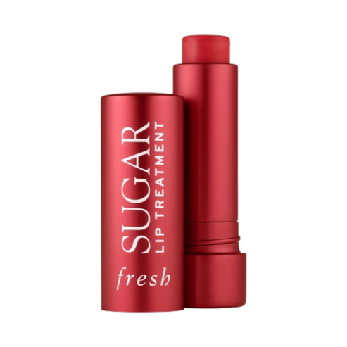 Fresh Sugar Lip Treatment in Cherry shade with red tube, delivering bold tint and 24-hour hydration.