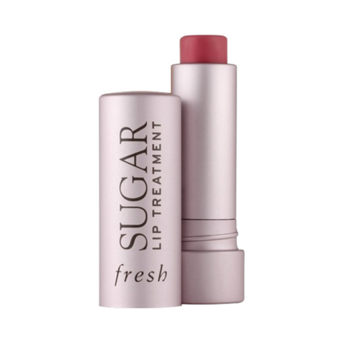 Fresh Sugar Lip Treatment in Rosé shade with soft pink tube, offering sheer rosy tint and 24-hour hydration.