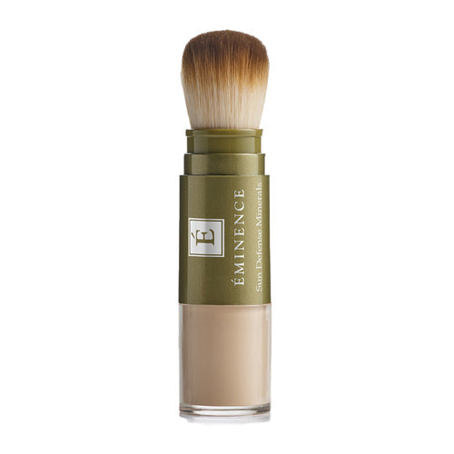 Eminence Organics Sun Defense - Mineral Sunscreen powder foundation in a compact brush tube, perfect for on-the-go sun protection and makeup.