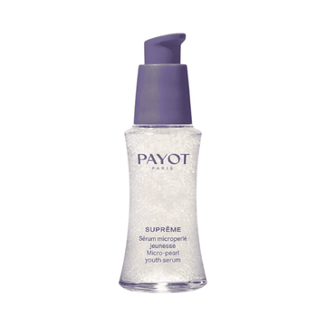 Payot Youth Serum - Anti-Aging Micropearl in a clear pump bottle with visible micro-pearls. Ideal for reducing wrinkles and revitalizing mature skin.