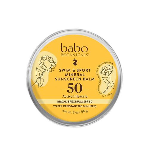 Babo Botanicals Swim and Sport מינרלי קרם הגנה מינרלי BALM SPF 50