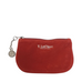 LeClerc Velor Beauty Pouch i dearg le zipper agus charm brandáilte, atá oiriúnach chun cosmaidí agus uirlisí cúram craicinn a eagrú. Cúlpháirtí bronntanais saor in aisce le húsáid taistil.