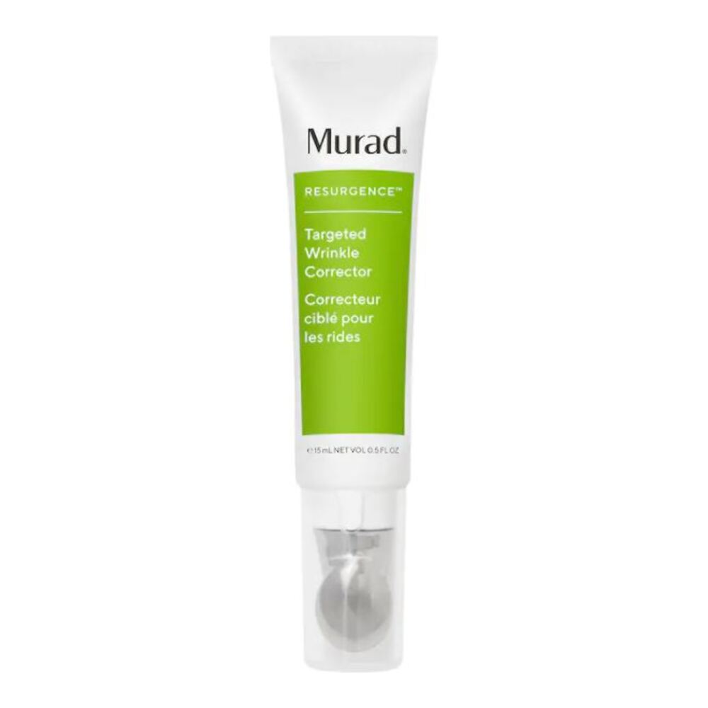 Murad Targeted Wrinkle Corrector wrinkle treatment serum in green and white tube with metal applicator tip for smoother skin and reduced wrinkles.