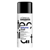 L'Oreal Volume Dust Powder for medium hold and weightless volume. Ideal hair styling product for all hair types in sleek black and white packaging.