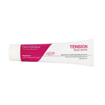 DermaMed Tension Balm - Tension Headache Relief Balm in a white and pink tube, ideal for natural migraine and headache relief.