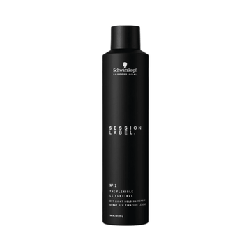 Session Label The Flexible Dry Light Hold Hairspray 300ml in sleek black bottle for light, flexible hair styling from eSkinStore.
