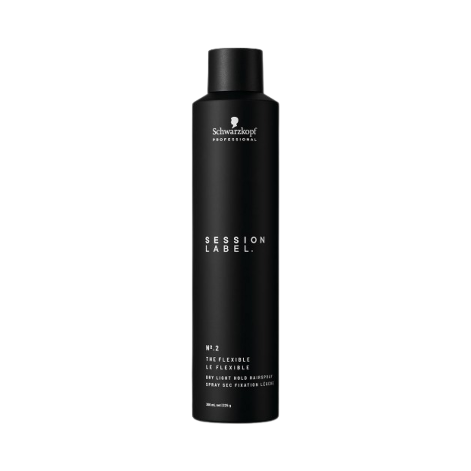 Schwarzkopf Session Label The Flexible Dry Light Hold Hairspray for soft, buildable hold in professional hair styling, 300ml size.