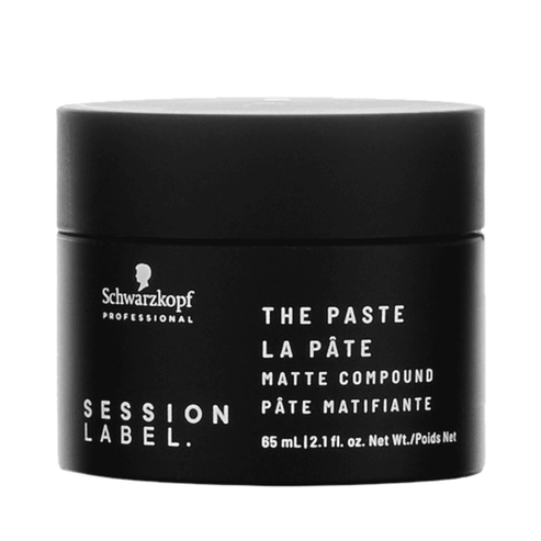 Session Label The Paste Matte Compound Hair Styling eSkinStore Hair Styling product in 65 ml black jar for strong matte hold and texture.