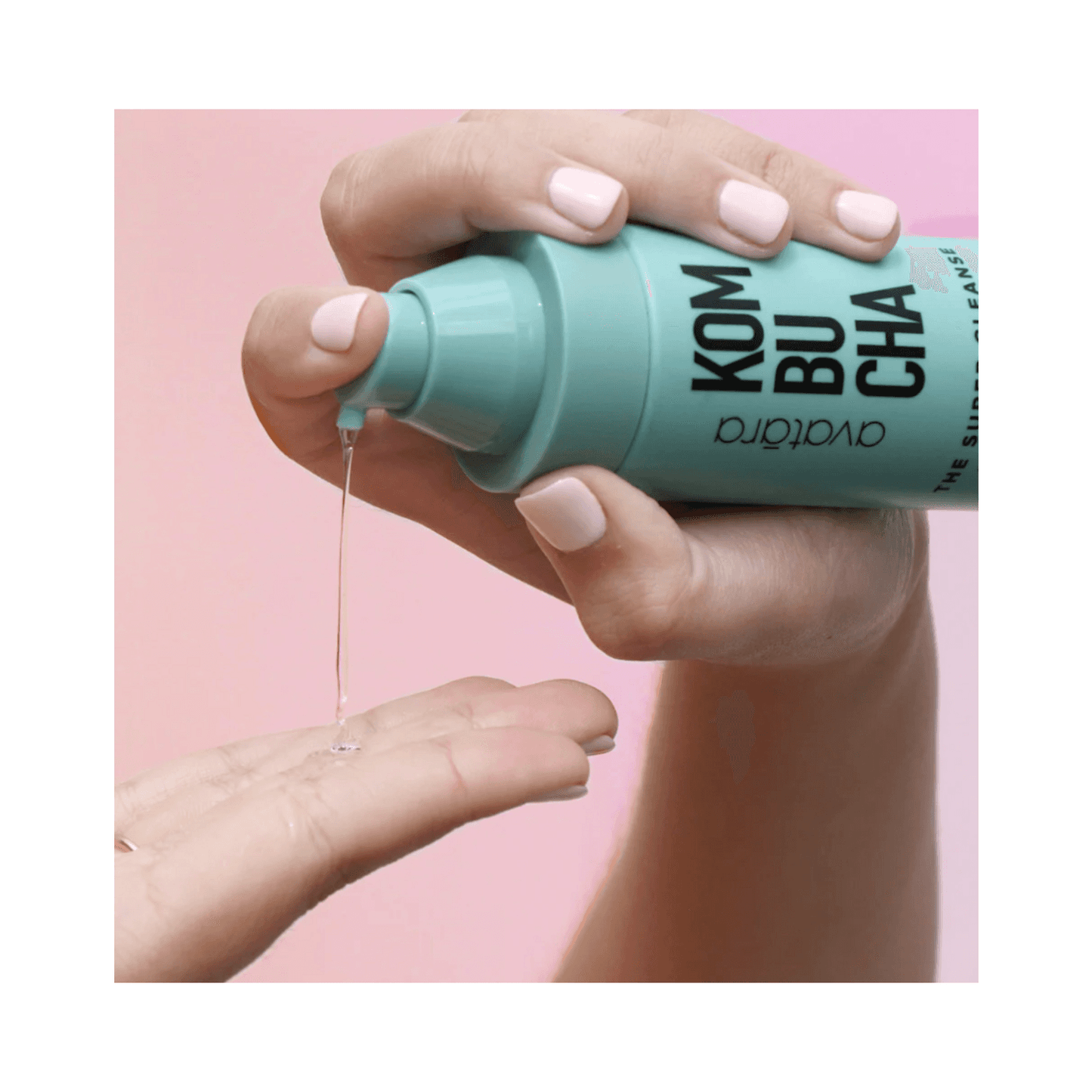 Avatara The Super Cleanse gel cleanser being dispensed into hand, emphasizing its lightweight texture and hydrating formula.