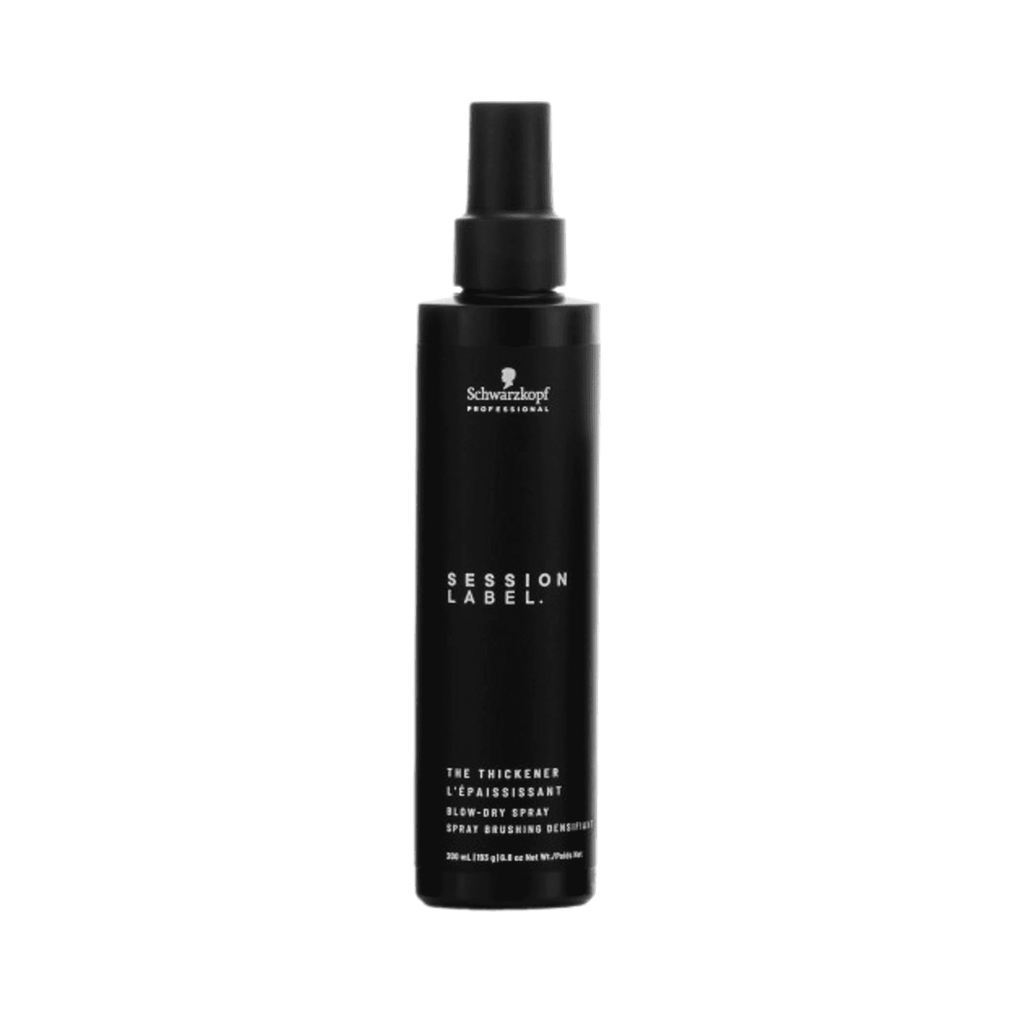 Session Label The Thickener Blow-Dry Spray Hair Treatment in sleek black 200 ml bottle from eSkinStore for volumizing and styling hair.