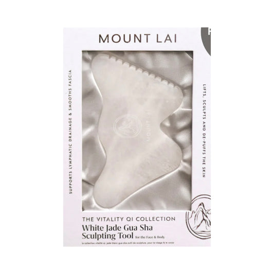 Mount Lai The Vitality Qi Outil de sculpture Gua Sha en jade blanc