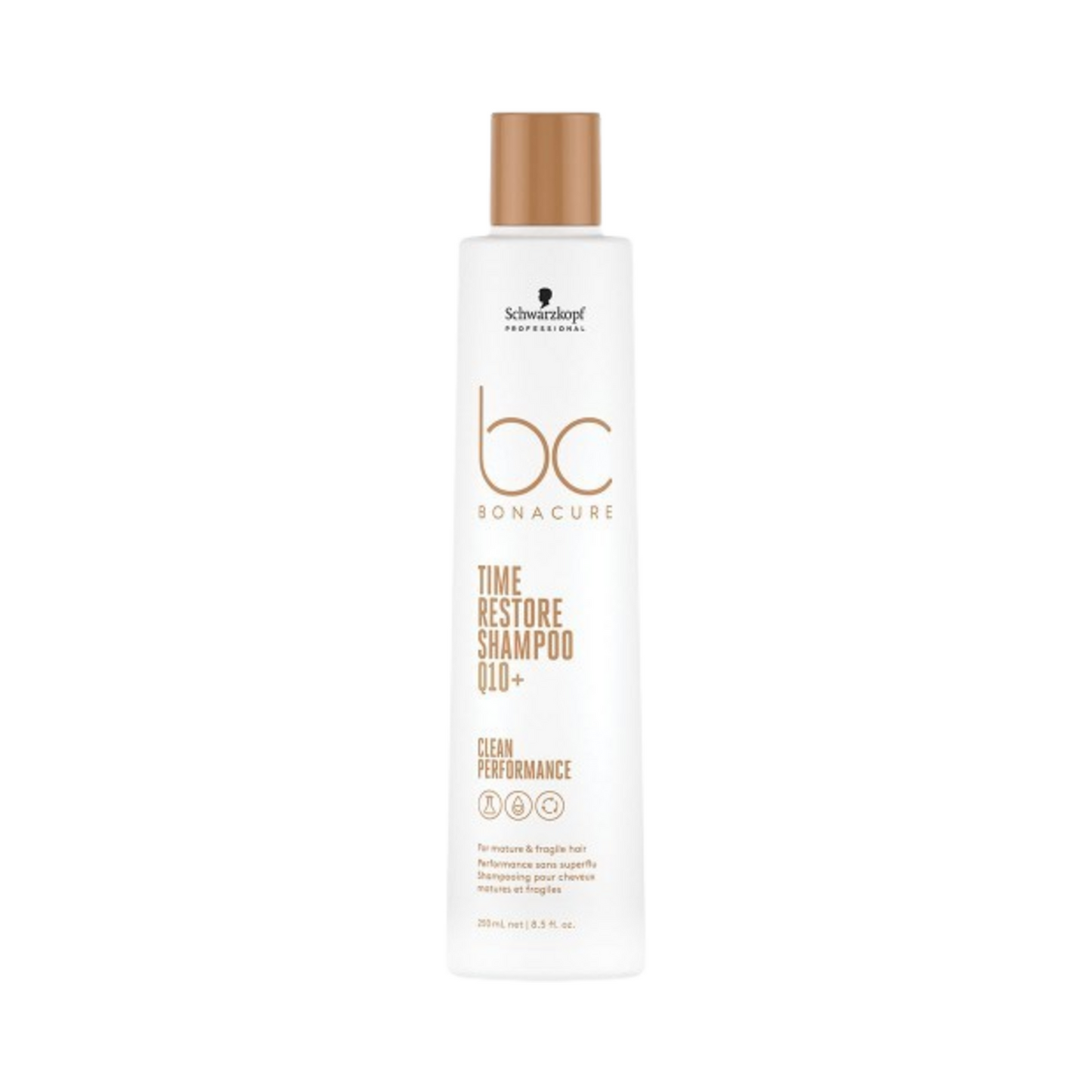 Schwarzkopf Bonacure Time Restore Shampoo Hair Shampoo with Q10+ formula, ideal for restoring hair strength and shine, sold on eSkinStore.