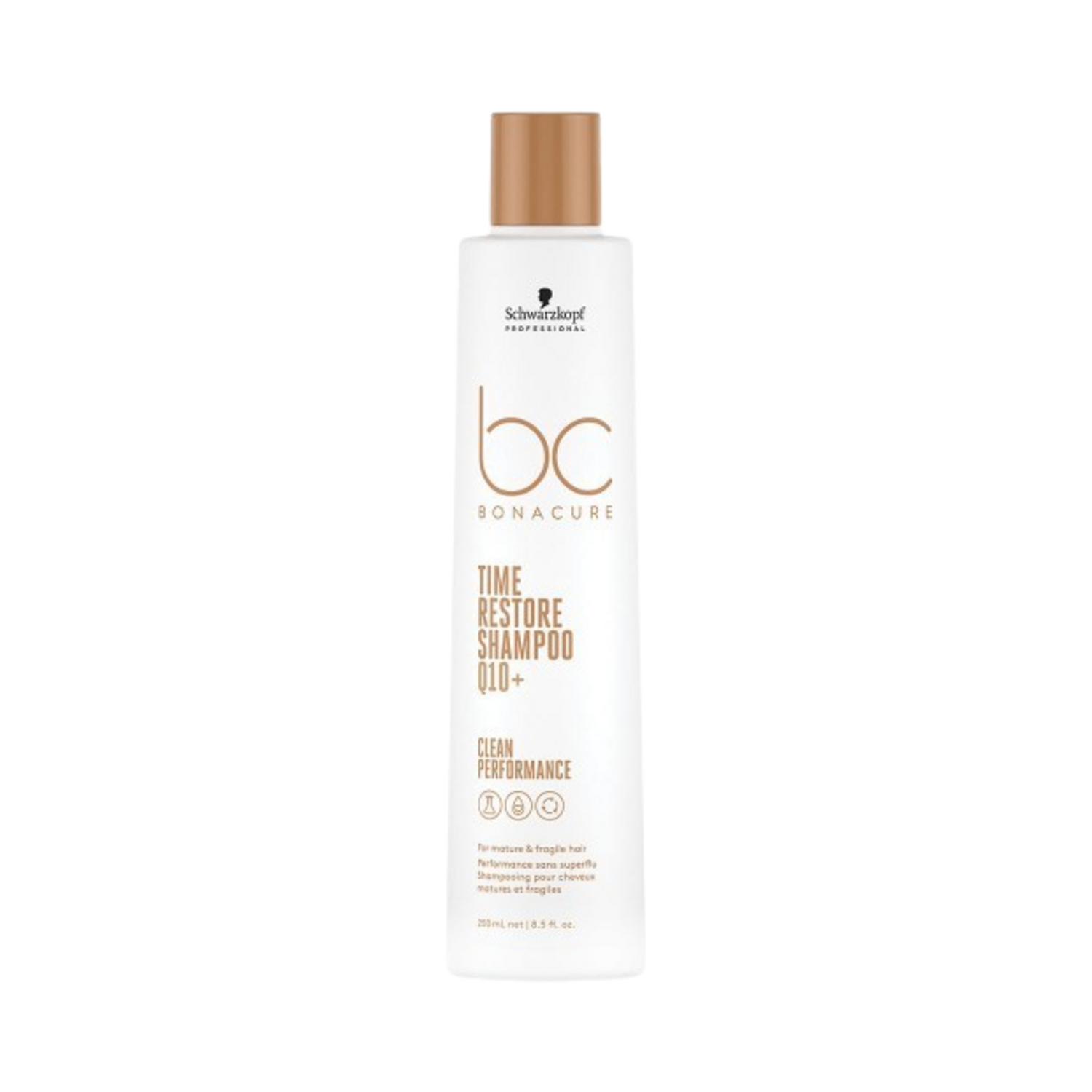 Schwarzkopf Bonacure Time Restore Shampoo Hair Shampoo with Q10+ formula, ideal for restoring hair strength and shine, sold on eSkinStore.