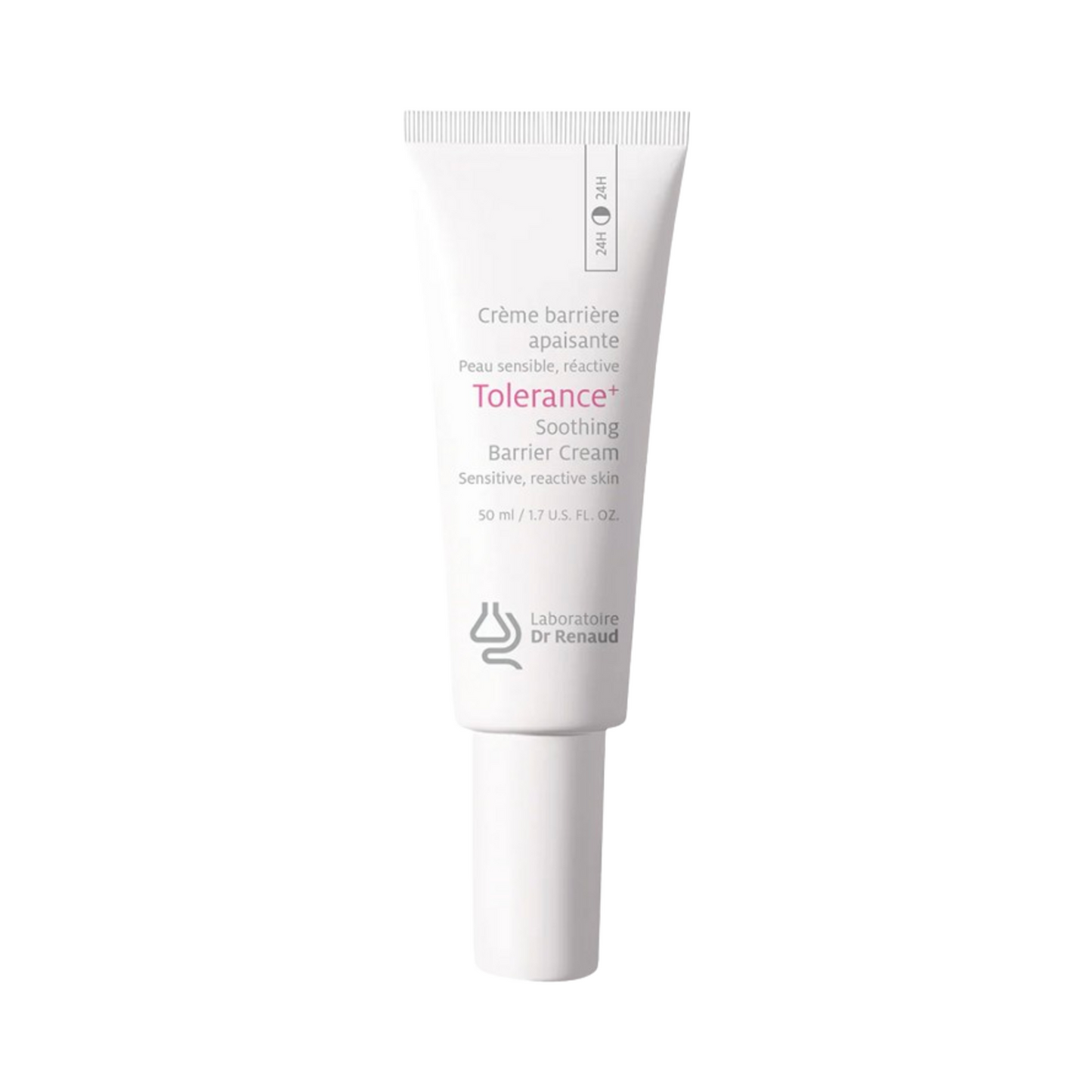 Dr Renaud Soothing Barrier Cream 50ml tube designed for daily use. Strengthens and soothes reactive skin with lasting moisture.