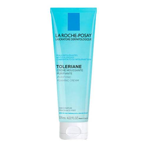 La Roche Posay Face Wash - Toleriane Cleanser in 125ml tube. Soap-free foaming cream for oily, sensitive skin, removes makeup and excess sebum.