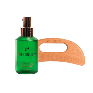 High on Love body oil and wooden massage tool
