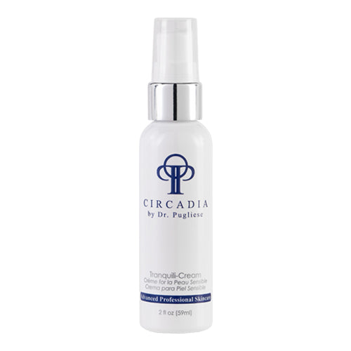 Circadia Tranquili-Cream 2 fl oz bottle for sensitive skin and rosacea, featuring peptides, rose, and shea butter for calming facial care.