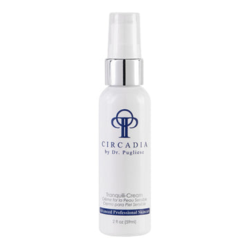 Circadia Tranquili-Cream 2 fl oz bottle for sensitive skin and rosacea, featuring peptides, rose, and shea butter for calming facial care.