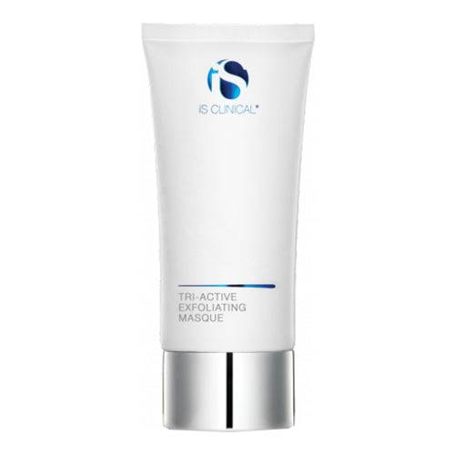 iS Clinical Triple-Active Exfoliating Face Mask in a sleek white tube with silver cap, ideal for resurfacing dull or mature skin.