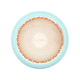 Foreo UFO 3 in mint green with gold LED plate, combining heat, LED, and NIR therapy for youthful, glowing skin.