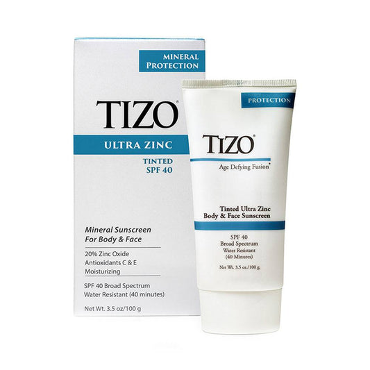 TiZO Ultra Zinc Mineral Sunscreen SPF 40 Tinted 100g with packaging, formulated for body and face with antioxidants C & E.