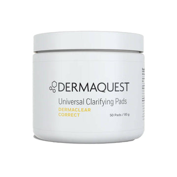 Dermaquest Universal Clarifying Pads skin exfoliator jar with 50 pads for smooth radiant skin. Ideal for face cleansing and brightening.