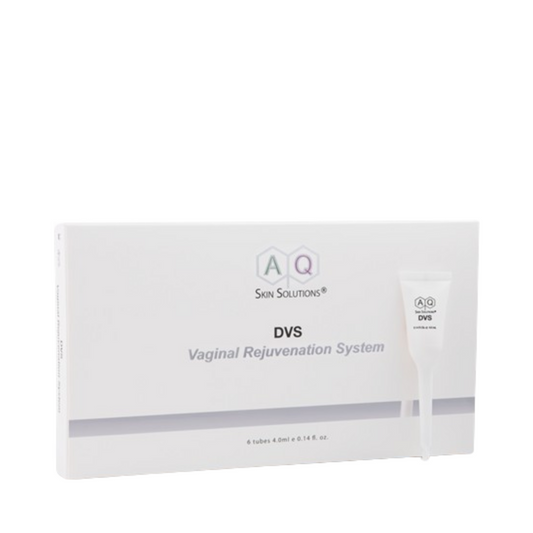 AQ Skin Solutions Vaginal Rejuvenation System sluten låda med applikator, designad för återfuktande vård och lugnande intim torrhet.
