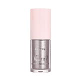 Pupa Liquid Eyeshadow in silver metallic tone with pink cap, offering long-lasting wear and seamless blending for bold eye makeup.