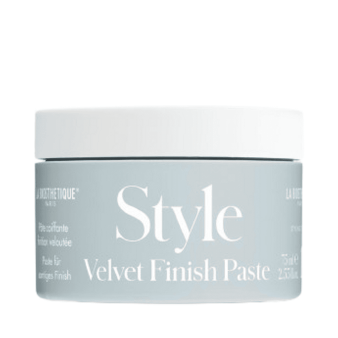 La Biosthetique Velvet Finish Paste vegan styling paste in a 75ml jar for matte hair styling with plant waxes, ideal for hold and texture.